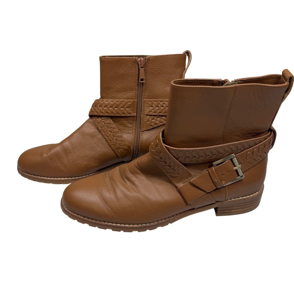 Jack Rogers Eliza Moto Womens 9.5 M Brown Leather‎ Buckle Strap Ankle Boots Boho
